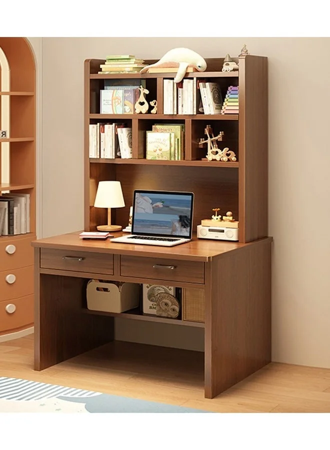 NKX Modern Multifunctional Computer Table with Storage Shelves (Solid Wood, 70 cm) for Home Office Workstation hooi3