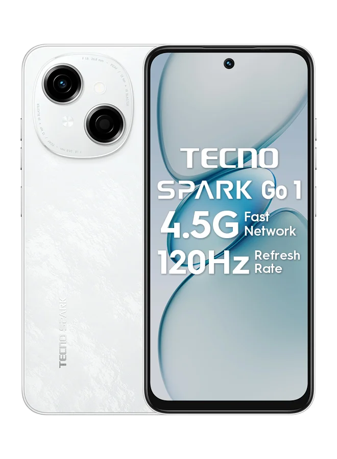 TECNO Spark Go 1 Dual SIM Smartphone 64GB 3GB RAM (Glittery White, 6.67 inch) azn7h