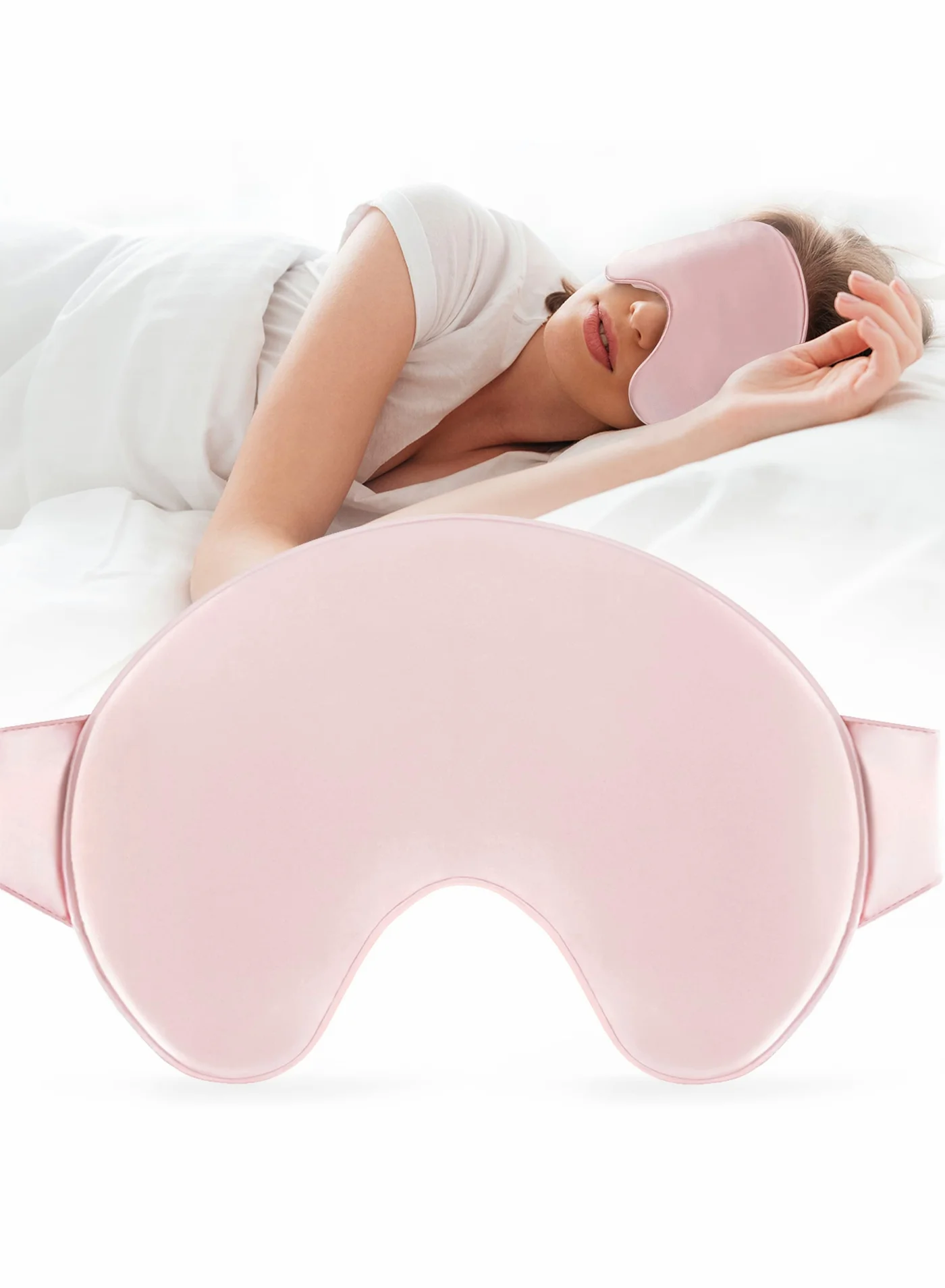Excefore Premium Mulberry Silk Sleep Mask for Women and Girls, Lightweight Breathable Eye Blindfold with Adjustable Elastic Strap (Pink, One Size) sj2le