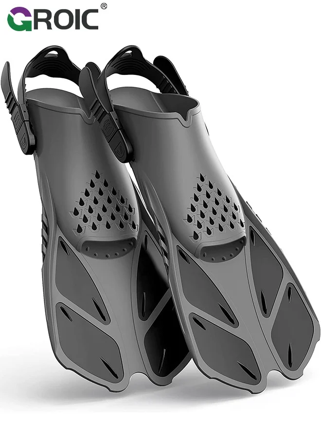GROIC Snorkel Fins Open Heel Adjustable Diving Flippers (Blue, 42-47 EU) zmc09