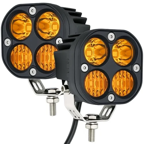 Szdystar 40W 3Inch LED Pod Lights Yellow Amber Combo Beam Waterproof Auxiliary Driving Fog Lamps for Truck SUV ATV (2 Pack) z1m8z