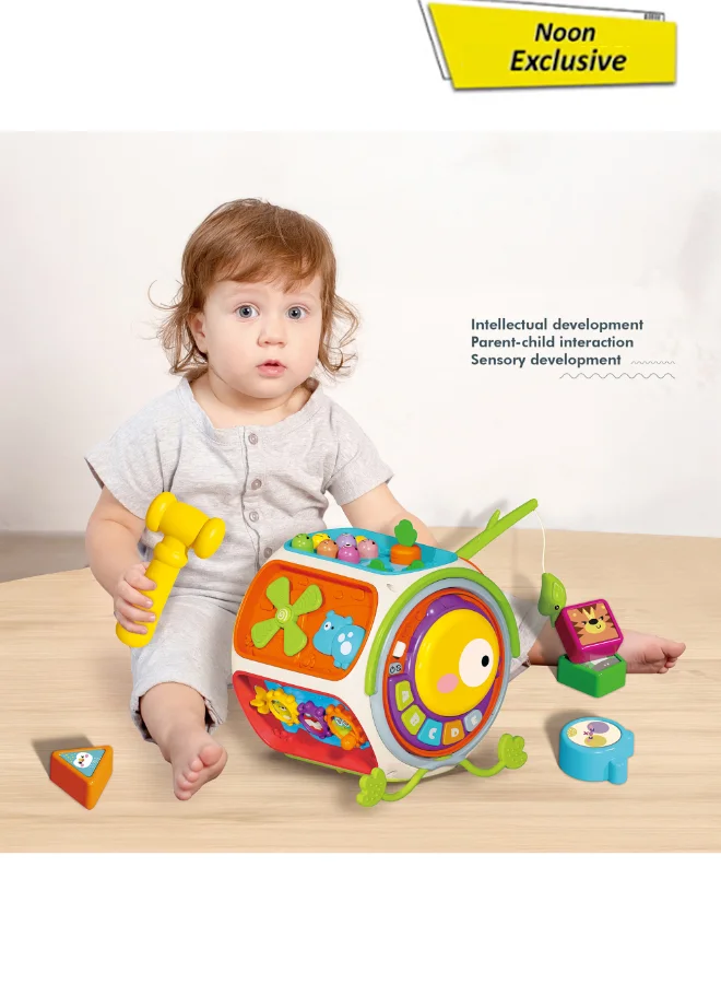 COGNIKIDS 9-In-1 Baby Activity Cube Montessori Educational Learning Toy (Multi-Color, 20cm) 2dhws