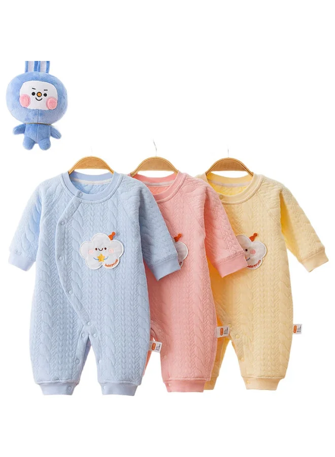 Babyprints Cotton Padded Winter Romper Warm Thickened Jumpsuit for Infants (Blue, 90 cm) 3214z