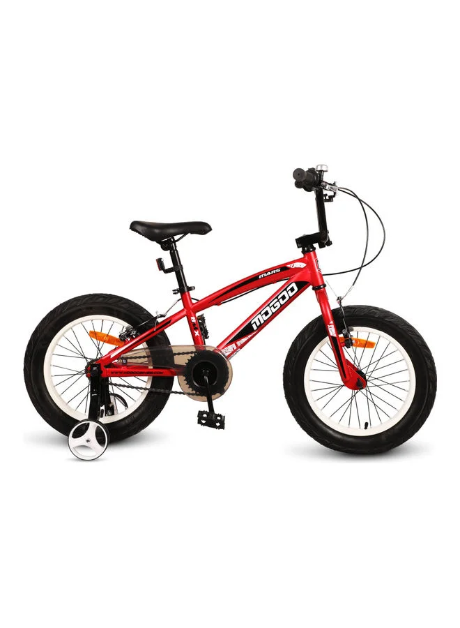 MOGOO Kids Bicycle 16-Inch Wheel Steel Frame with Training Wheels and Adjustable Seat (Red/Black, 16-Inch) 8i850
