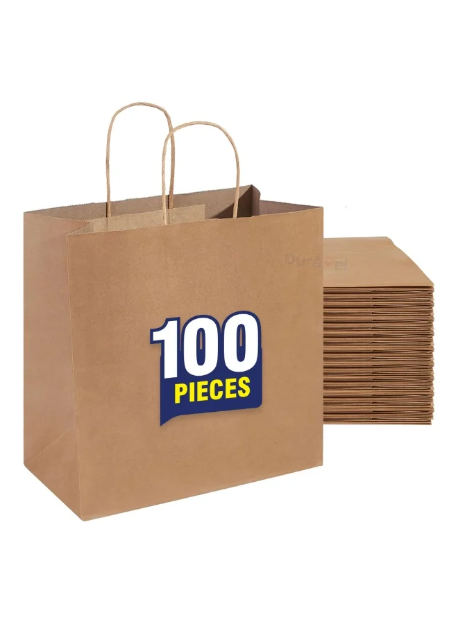 Premium Kraft Paper Gift Bags with Twisted Handles (Brown, 28x28x15 cm, 100 Pieces) for Weddings and Parties 9visf