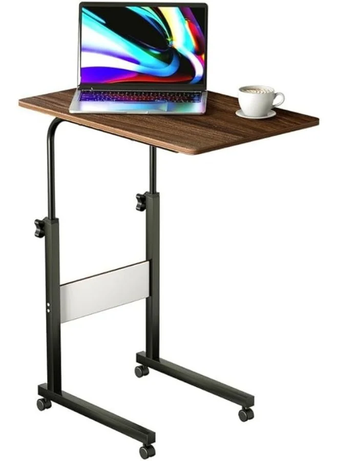 Harmony Home Adjustable Overbed Table, Mobile Computer Desk with Lockable Casters, Premium Wood Finish (Brown, 40x60x83 cm) 6qyug