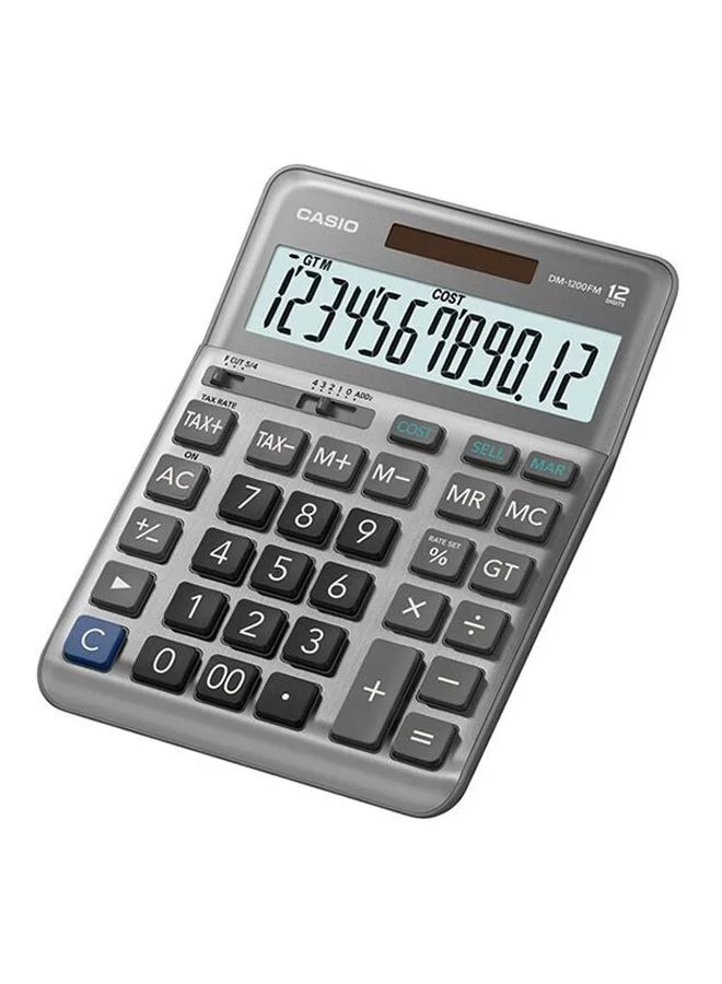 Premium 12-Digit Desktop Calculator Large Display Professional Office Tool (Grey) yptq3