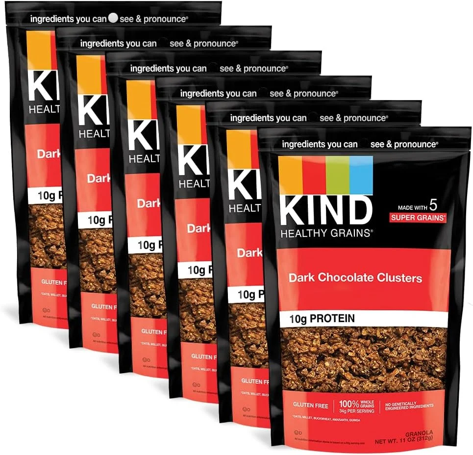 Healthy Grains Clusters Dark Chocolate Granola Premium Gluten Free Snack (Pack of 6, 312g per pack) 21sm3