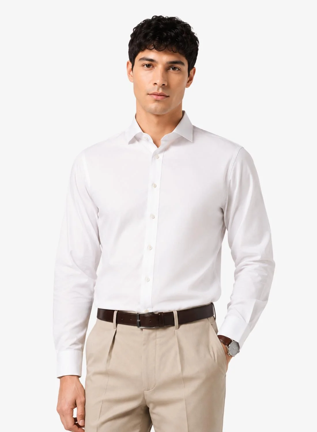 JACK & JONES Casual Long Sleeve Shirt Premium Cotton Button-Down For Men (Large) 1vfp0