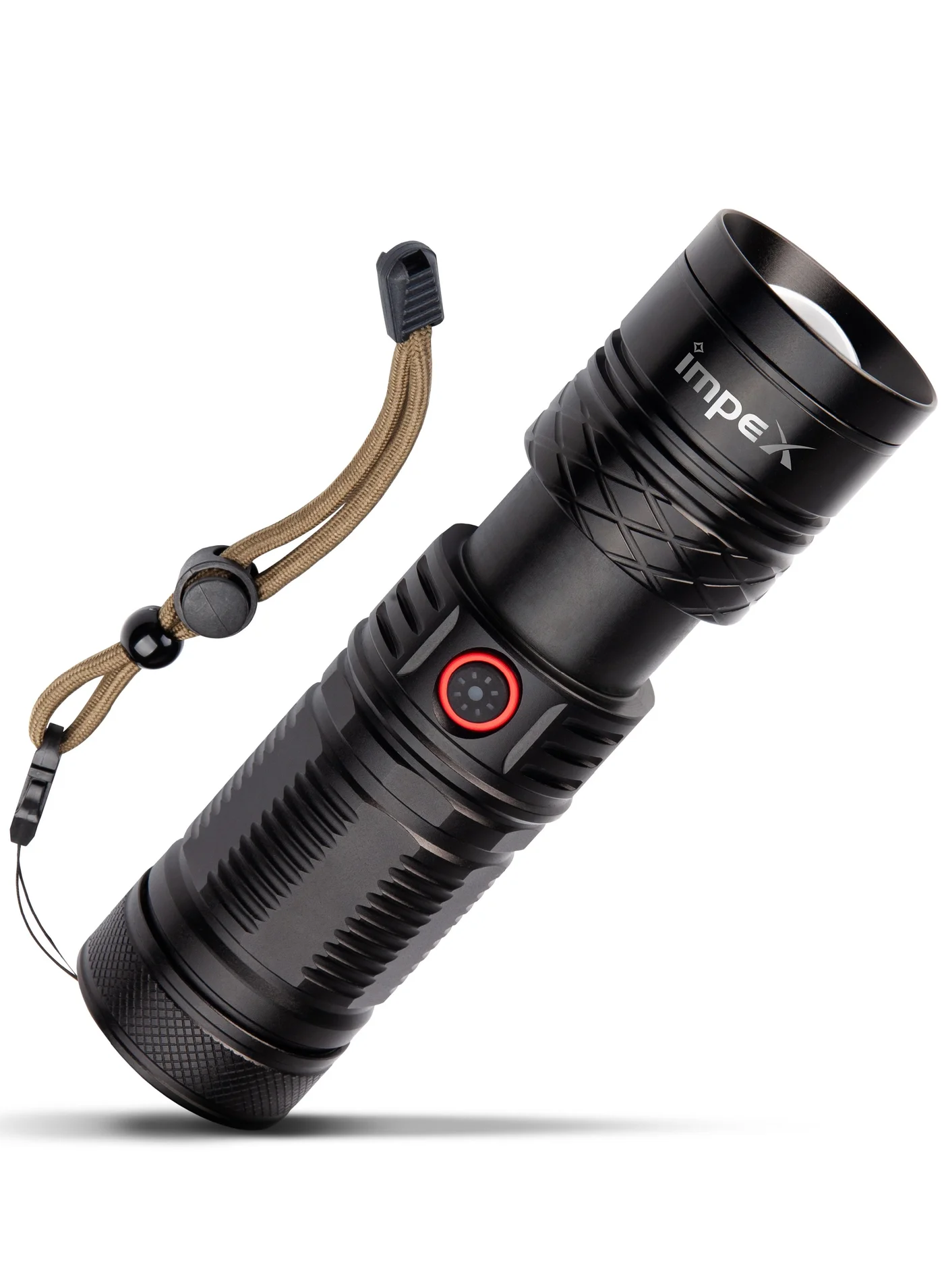 Impex Rechargeable LED Flashlight with Power Bank, Aircraft Aluminum Body, Adjustable Focus, 1000m Range (6600mAh, 20W) qrp2z