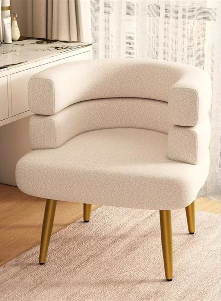 Kutis Metal Vanity Chair for Bedroom and Living Room Premium Carbon Steel Frame (Off-White, 47x34x66 cm) 1445z