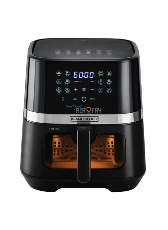 Premium 12-in-1 Digital Air Fryer with Viewing Window and Rapid Hot Air Circulation (Black, 5.8 L) 1k73j