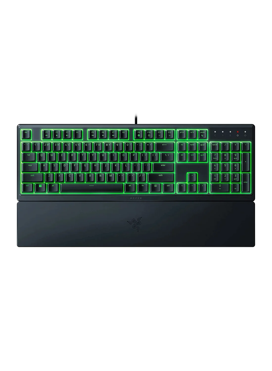 Premium Low Profile Mecha-Membrane Wired Gaming Keyboard with RGB Lighting and Ergonomic Wrist Rest (Black, Full Size) 41k6k