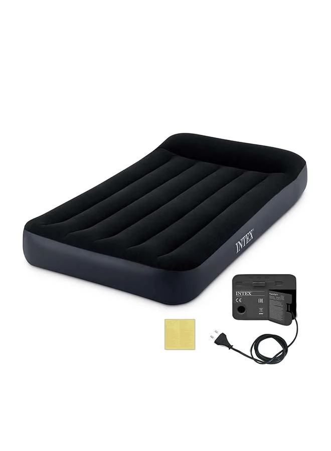 Premium Fiber-Tech Airbed Mattress Durable PVC Construction for Indoor and Outdoor Use (Black, 99x191x25cm) sxwe5