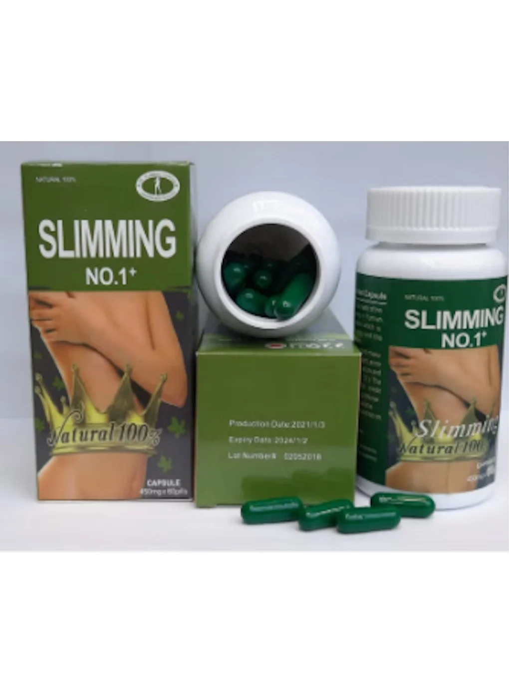 Slimming Herb Natural Herbal Supplement Capsules (Blue, 60 Count) 7cmem