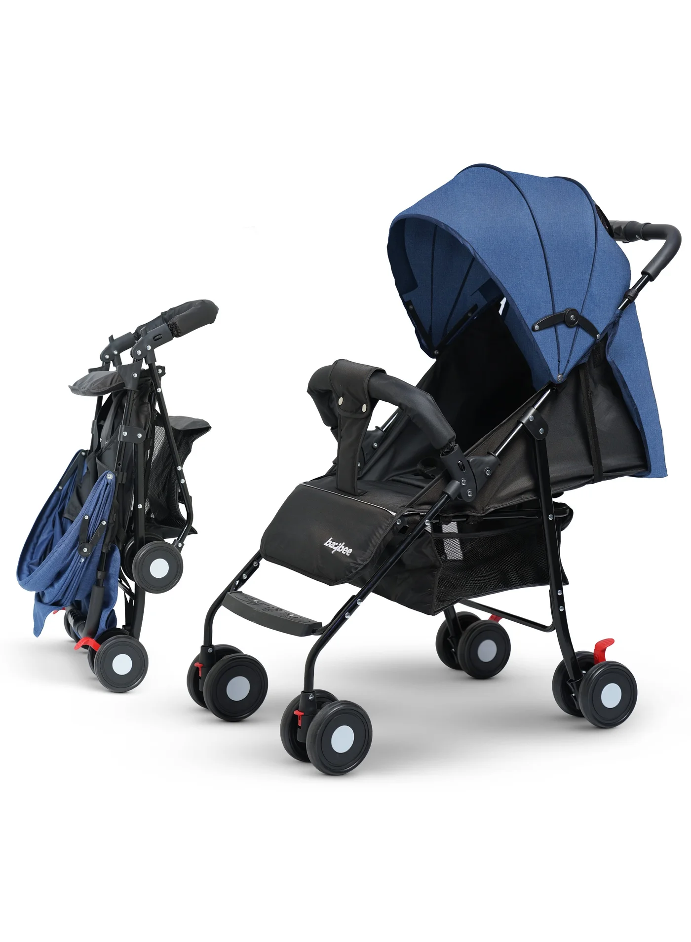 Premium Convertible Baby Stroller 2-in-1 Pram with Adjustable Seat and Canopy for Newborns and Toddlers (Blue) ynit6