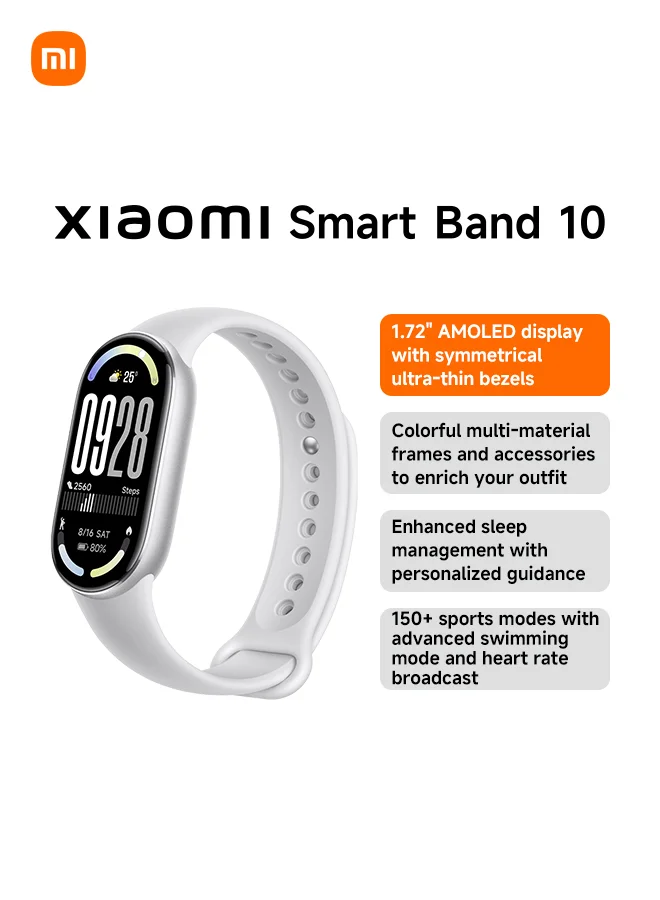 Premium Smart Fitness Tracker with 1.72-inch AMOLED Touchscreen Display and Heart Rate Monitor (Glacier Silver, 4.37 cm) u6st5