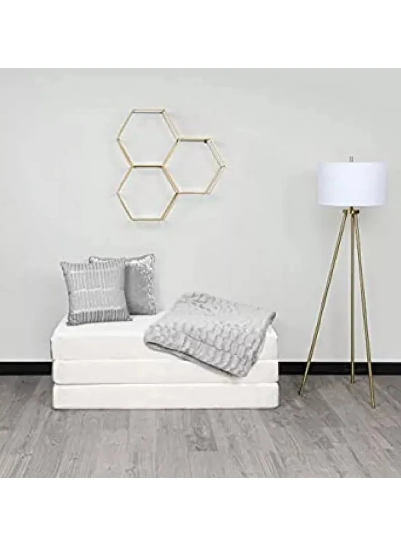Premium Knitted Cotton Folding Mattress Portable Floor Bed for Guest Use (White, 180x90x7 cm) 0tr0q