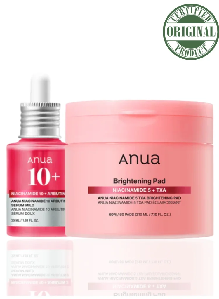 Anua Niacinamide TXA Brightening Skincare Bundle (5% Pad & 10% Serum Set) for Radiant Complexion (240 mL) j372h