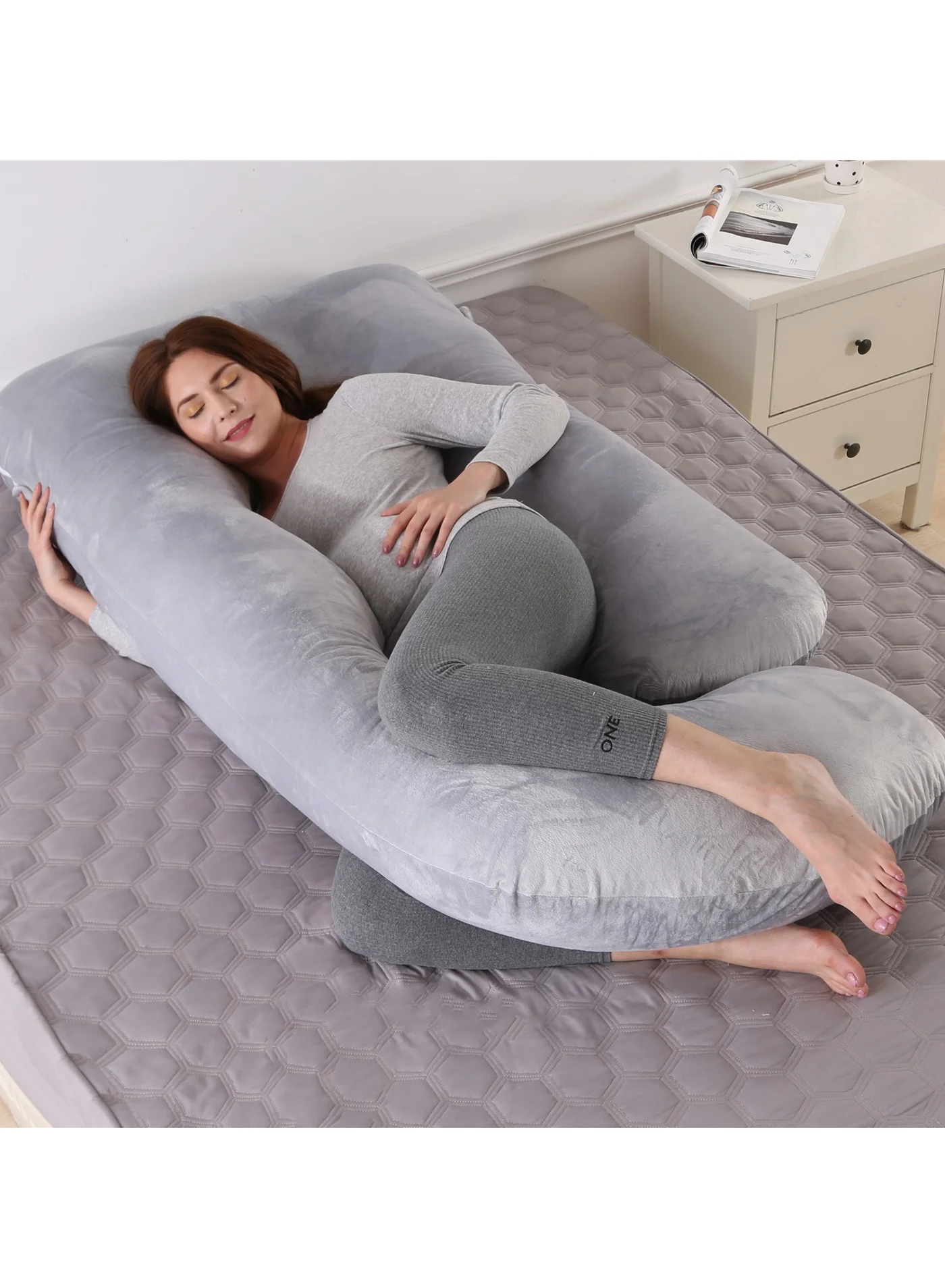 Arabest U-Shaped Full Body Maternity Support Pillow Premium Ergonomic Pregnancy Cushion (157 cm x 71 cm) rqi5b
