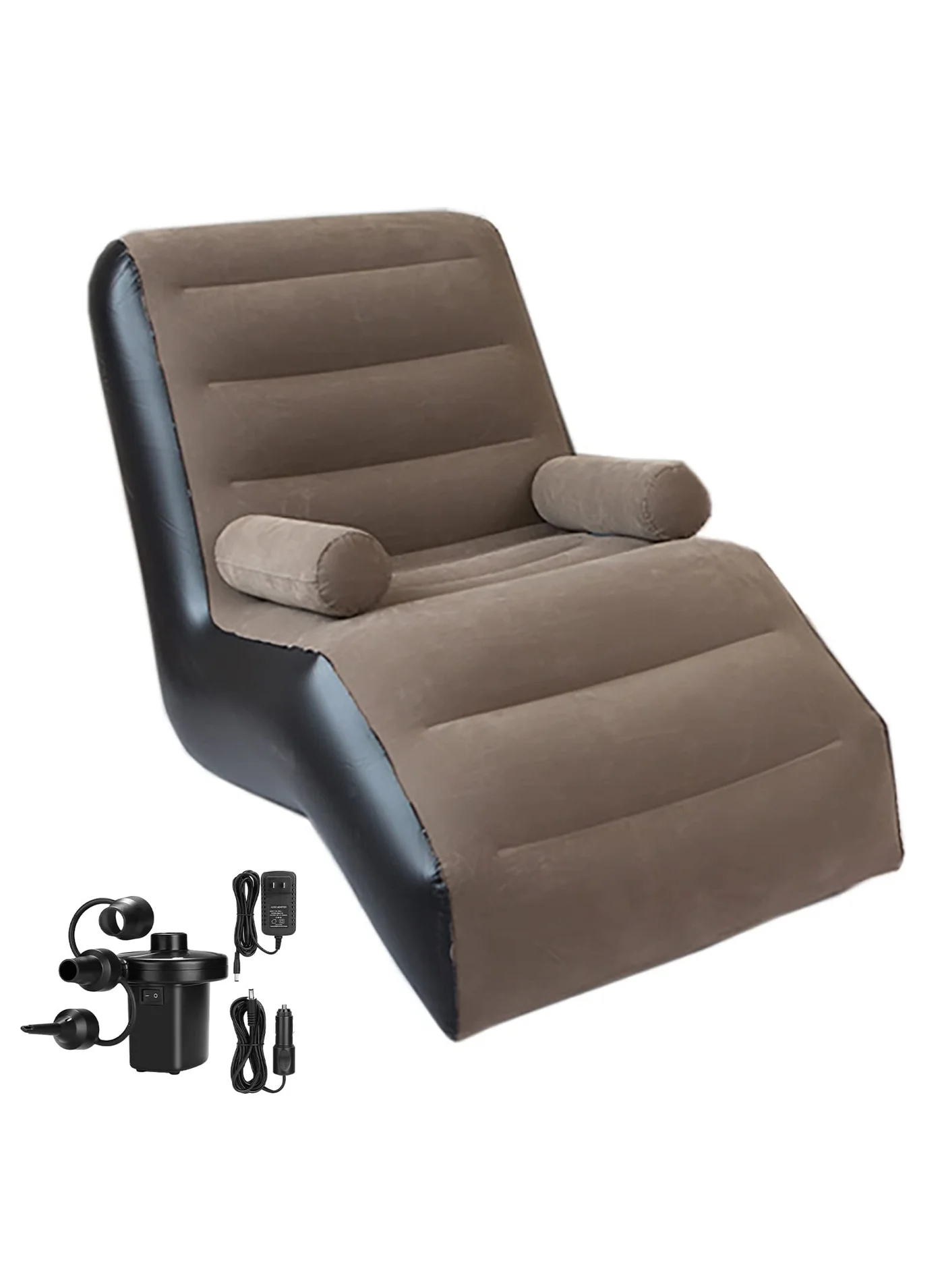 Arabest Inflatable Deck Chair with Air Pump Foldable Lounge Sofa for Living Room (Brown, 150 cm) 4ylim