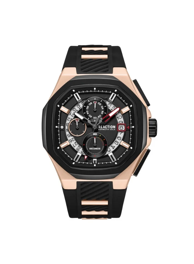 Premium Men's Chronograph Watch with Black Dial and Durable Silicone Strap (45mm) 9tip1