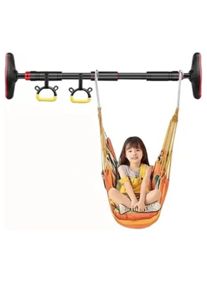 GGEROU Doorway Pull Up Bar with Indoor Swing Trapeze Bar and Gymnastic Rings for Kids and Adults (Yellow, 66cm-99cm) sx3a8