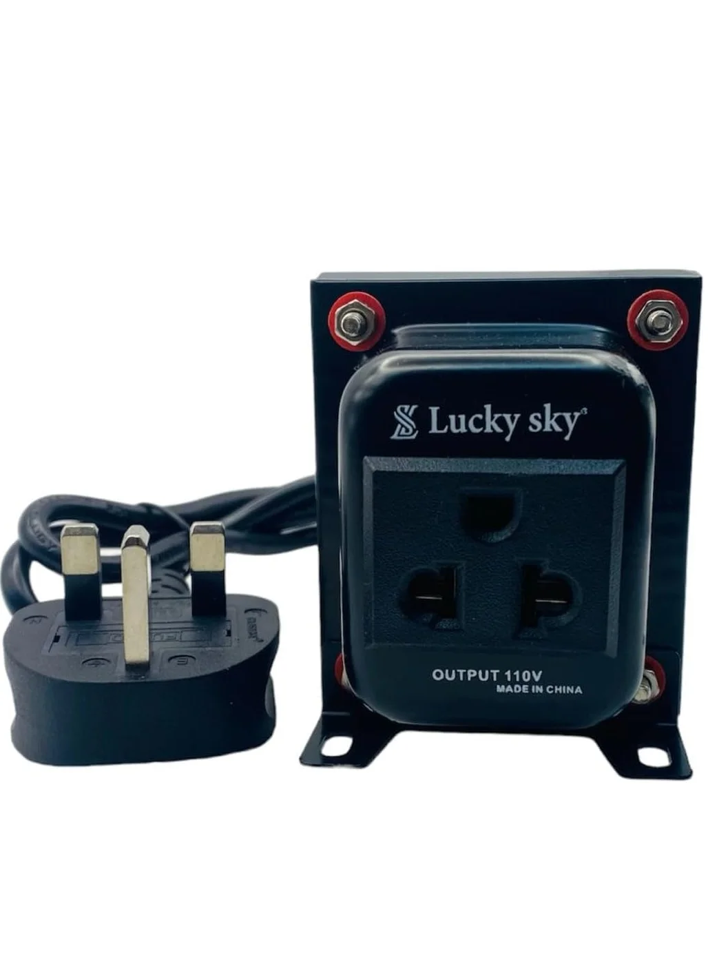 Lucky Sky Step Down Voltage Converter 220V to 110V Transformer for Household Appliances (200W, UK 3-Pin Plug) 7prfg