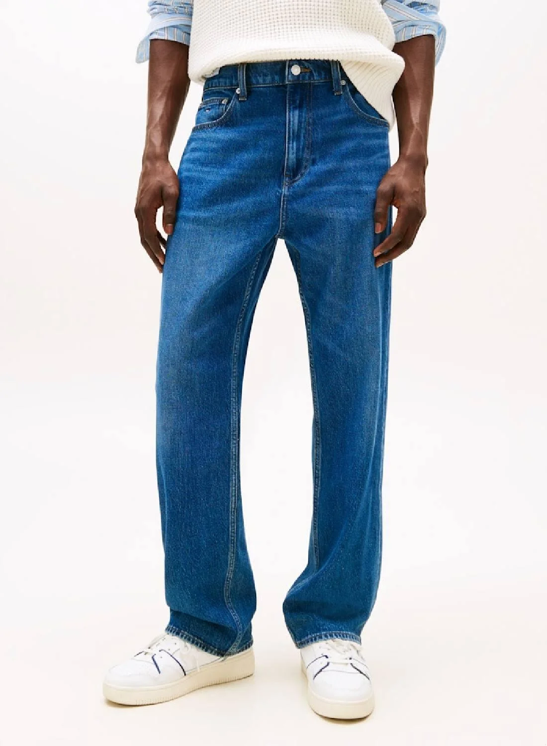 Otis Regular Straight Leg Jeans Faded Denim Premium Casual Pants for Men (Blue, 32W x 32L) 2ldqa