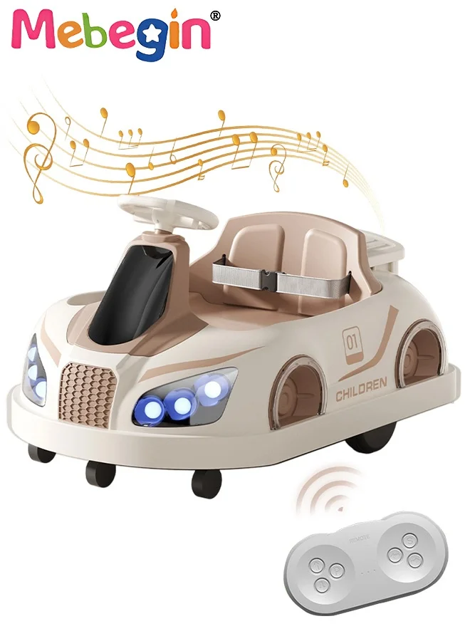 MEBEGIN Kids Electric Ride-on Car with 2 Seats and Safety Belt, 4-Wheel Outdoor Toy Vehicle with LED Lights and Music (85x56x55cm) 204d9