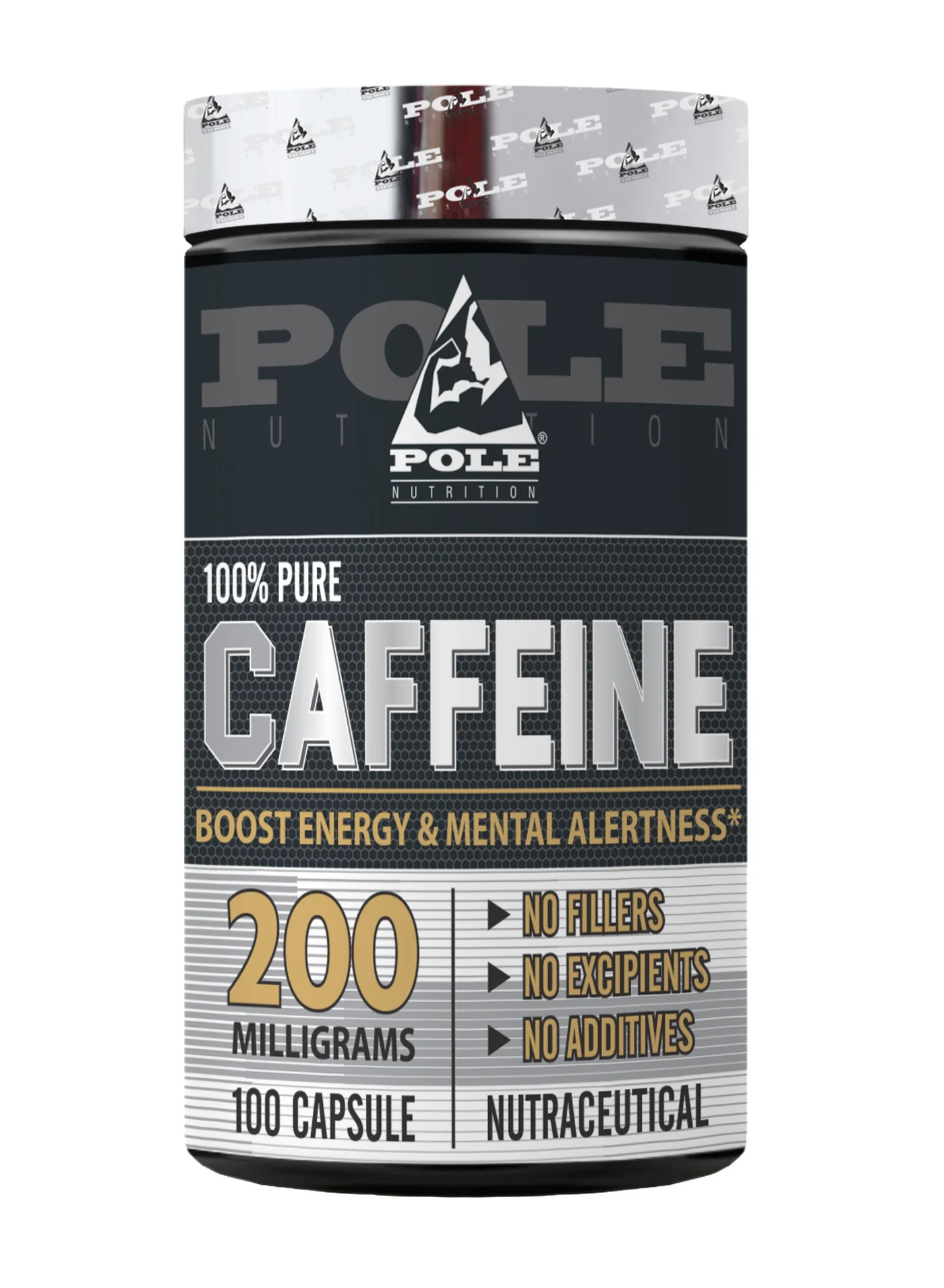 POLE NUTRITION Caffeine Energy Capsules (Premium Natural Supplement for Focus and Stamina) 100 Capsules e8fxw