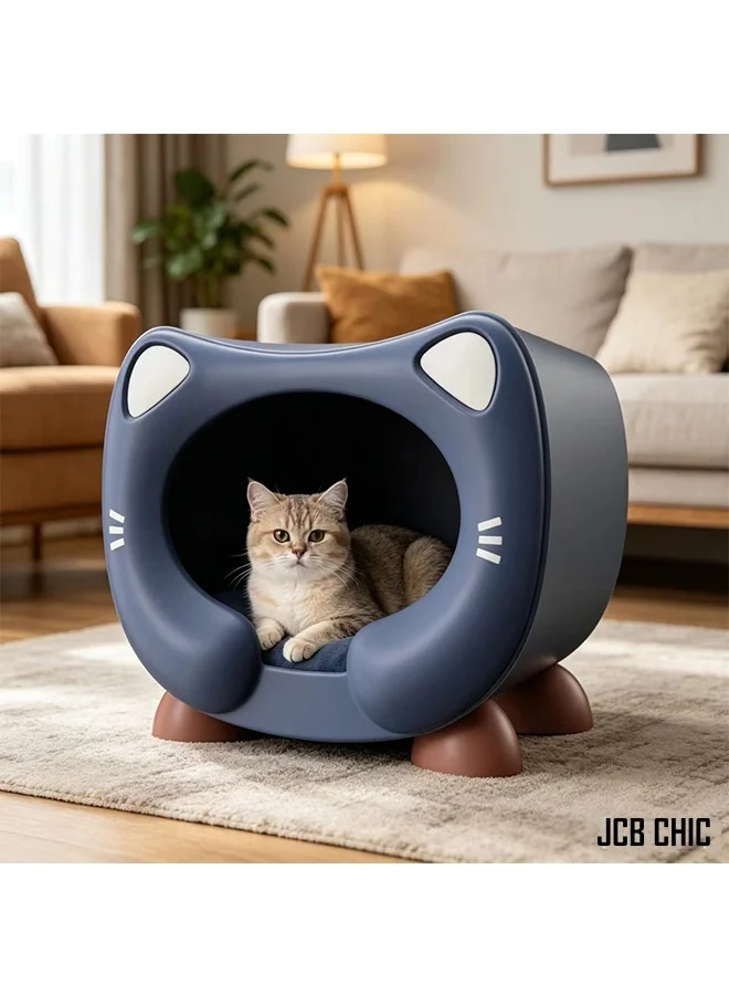 JCB CHIC Cartoon Cat Shape Indoor Pet House (Waterproof Plastic, 42.5x33x36cm) uzykr