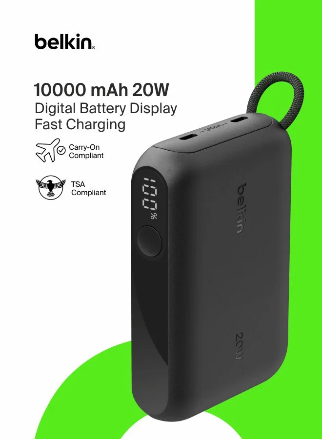 Premium Portable Charger 10000mAh Slim Power Bank with Dual USB-C Ports and Digital Display (Black, 10000mAh) lq1x6