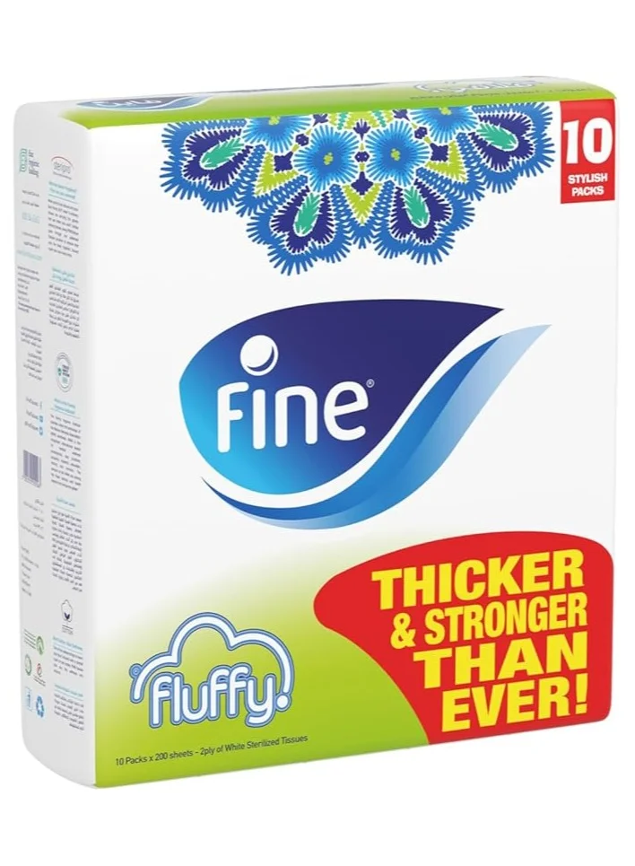 Fine Facial Tissues Premium Soft 2-Ply Paper (10 Packs, 130 Sheets Per Pack) 52apa