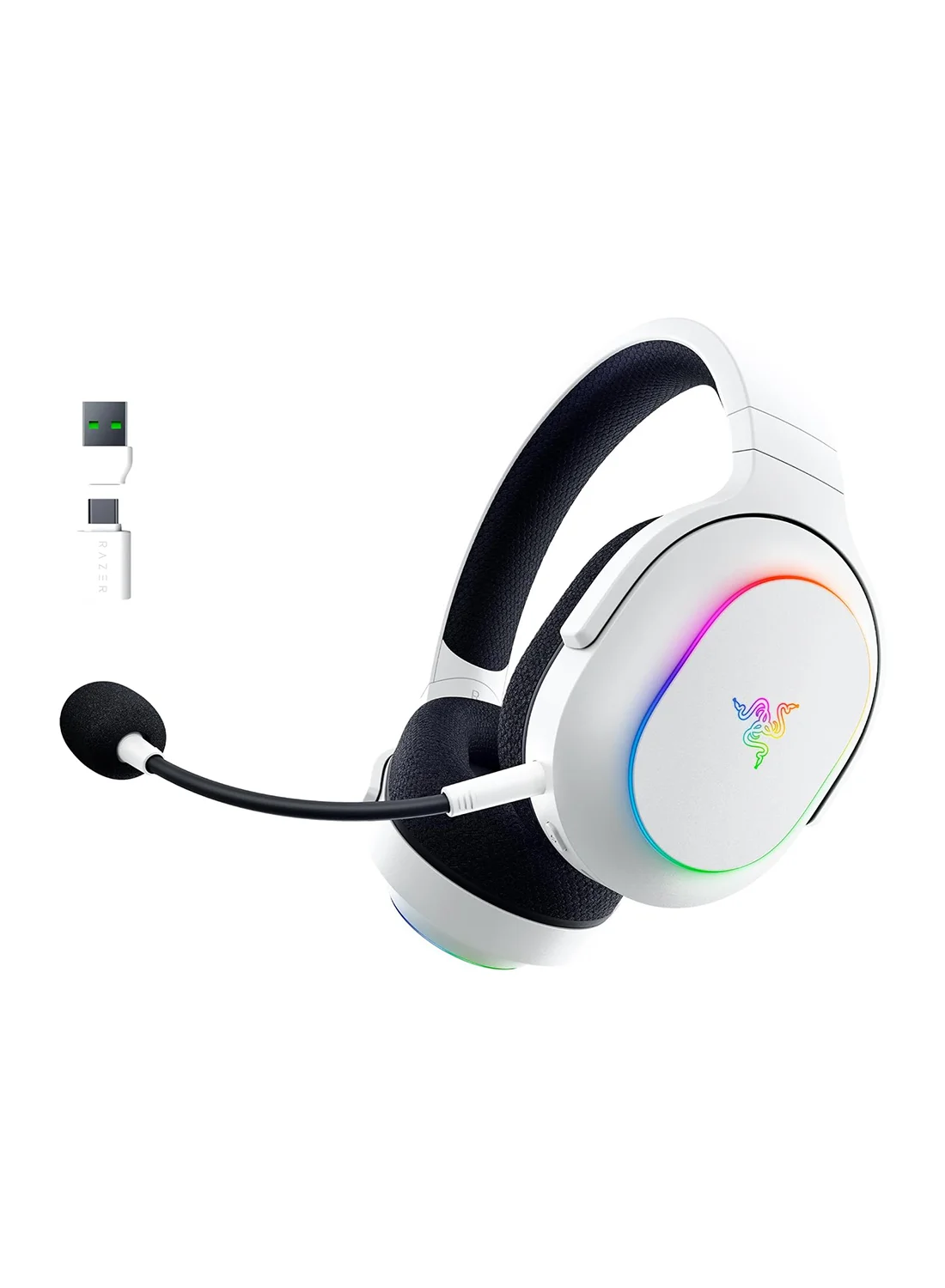 Premium Wireless Gaming Headset with RGB Lighting and Dual Connectivity (White, One Size) 5zkrw