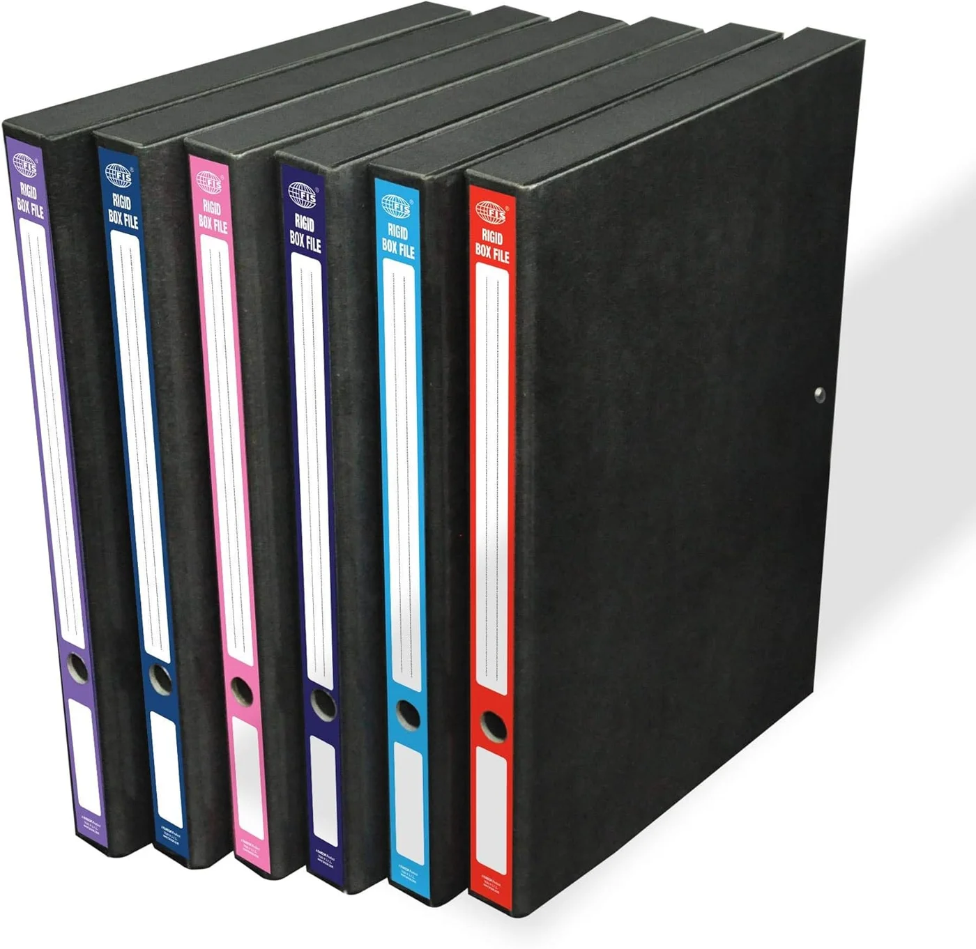 FIS Rigid Box Files Set (Foolscap Size) Durable Document Storage Organizer for Office and Home (6 Pack, Black) qyvwc
