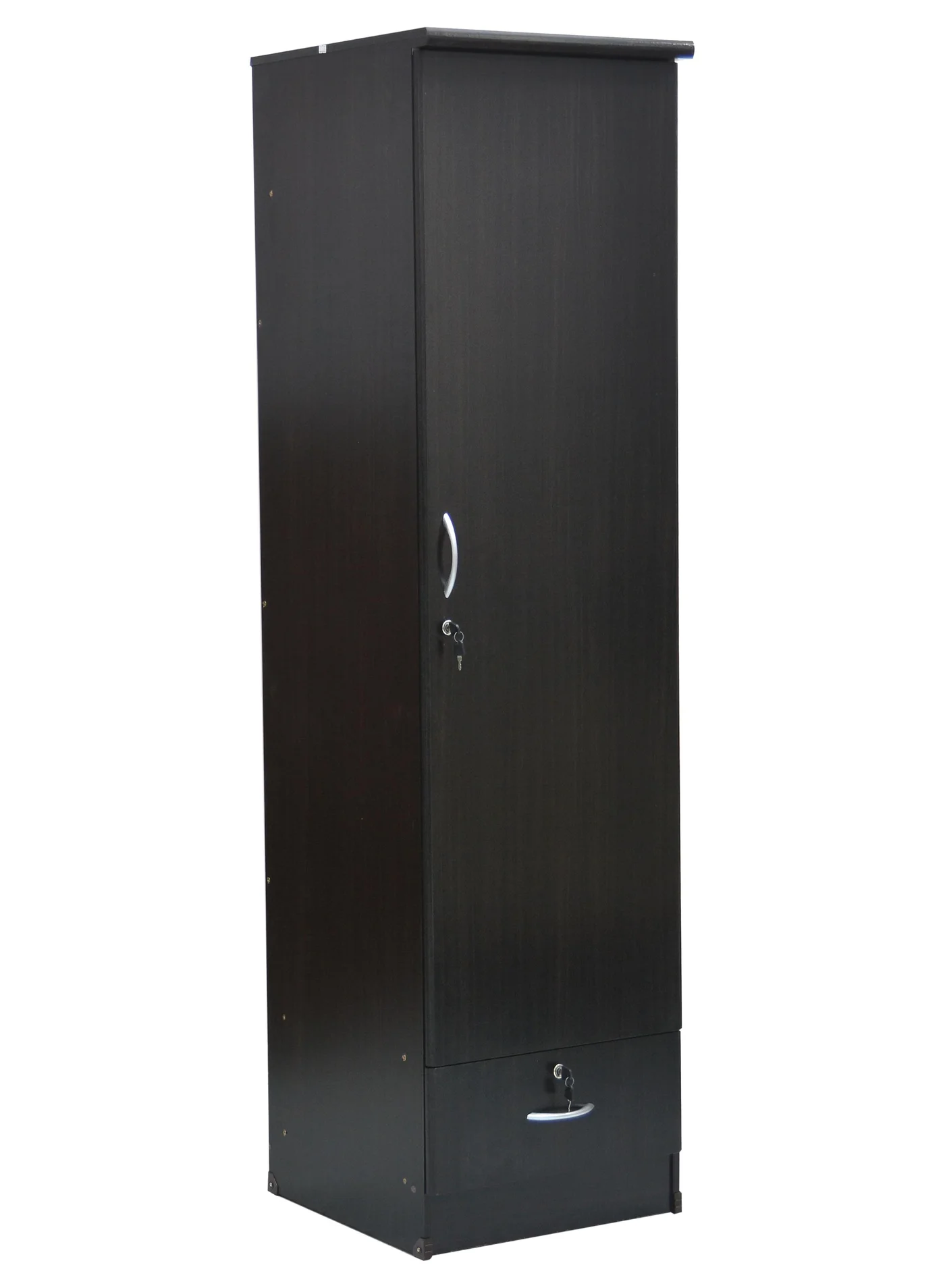 Premium Single Door Wardrobe with Drawer Lock, Engineered Wood Storage Cabinet for Bedroom (Wenge Finish, 180 cm x 45 cm x 40 cm) n7exw