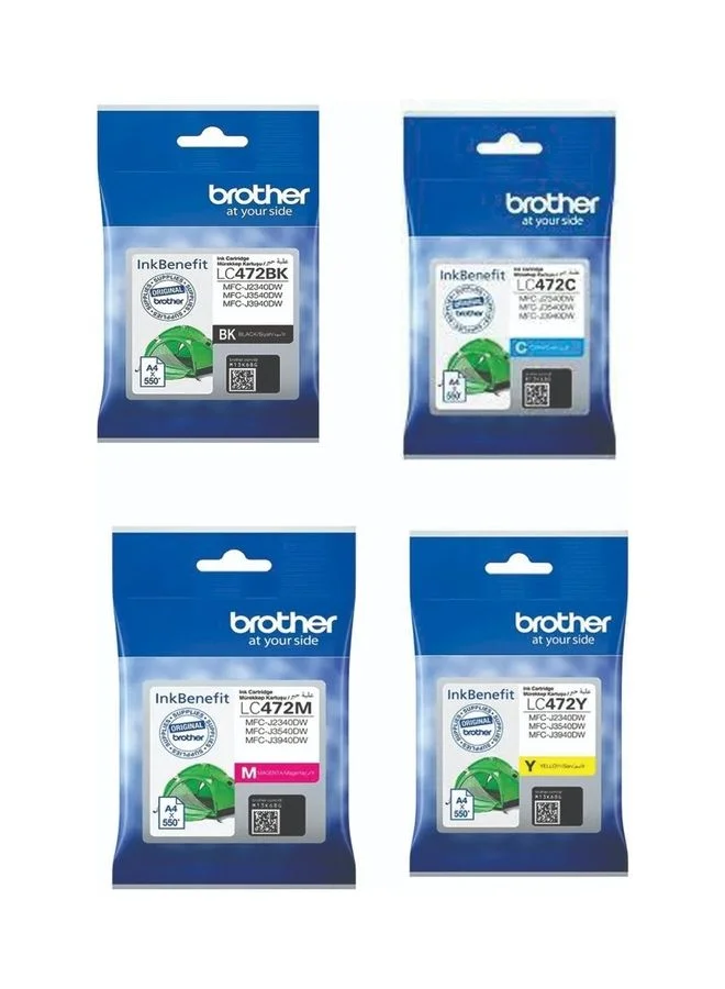 Premium LC472 4-Color Ink Cartridge Set (Black, Cyan, Magenta, Yellow) for Office Printers xsf15