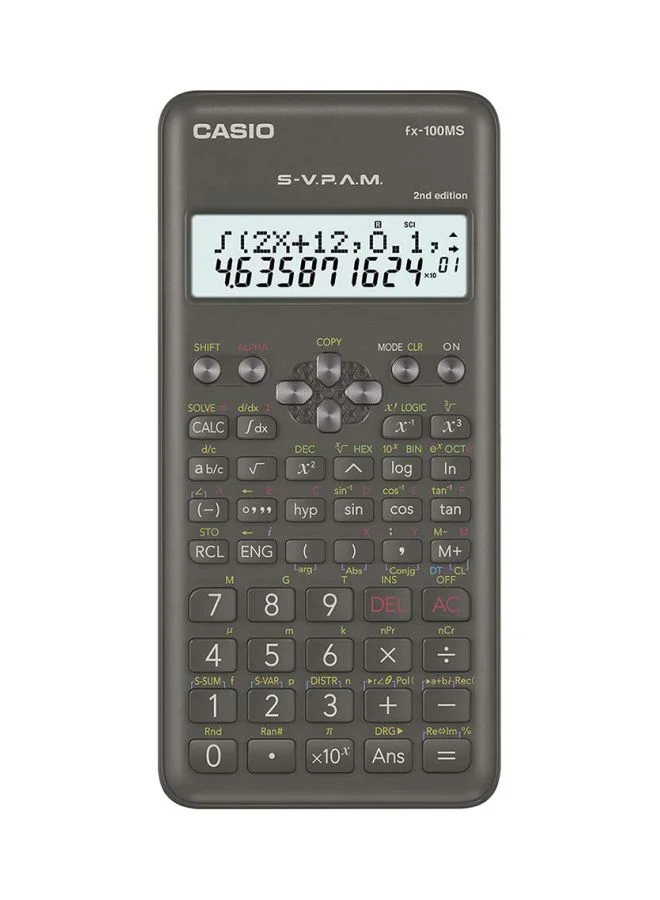 Scientific Calculator Dot Matrix Display Professional Math Tool (Black) q1ont
