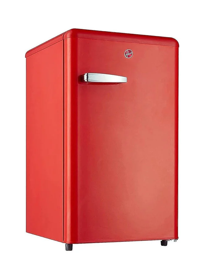 HOOVER Retro Style Single Door Refrigerator Premium Stainless Steel Compact Fridge for Bedroom Office and Mini Bar (Red, 120 L) wu1br