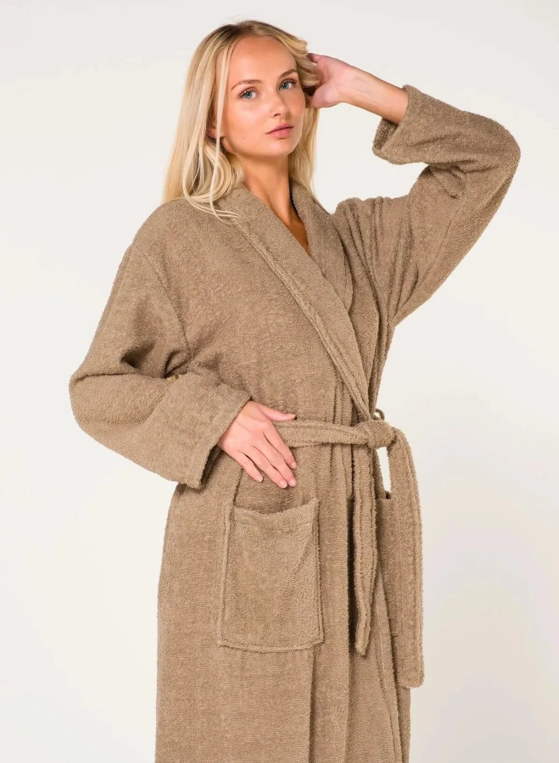 1Chase Luxury Cotton Shawl Bathrobe Premium Spa Hotel Quality Bath Robe (Beige, L/XL) 2by8t