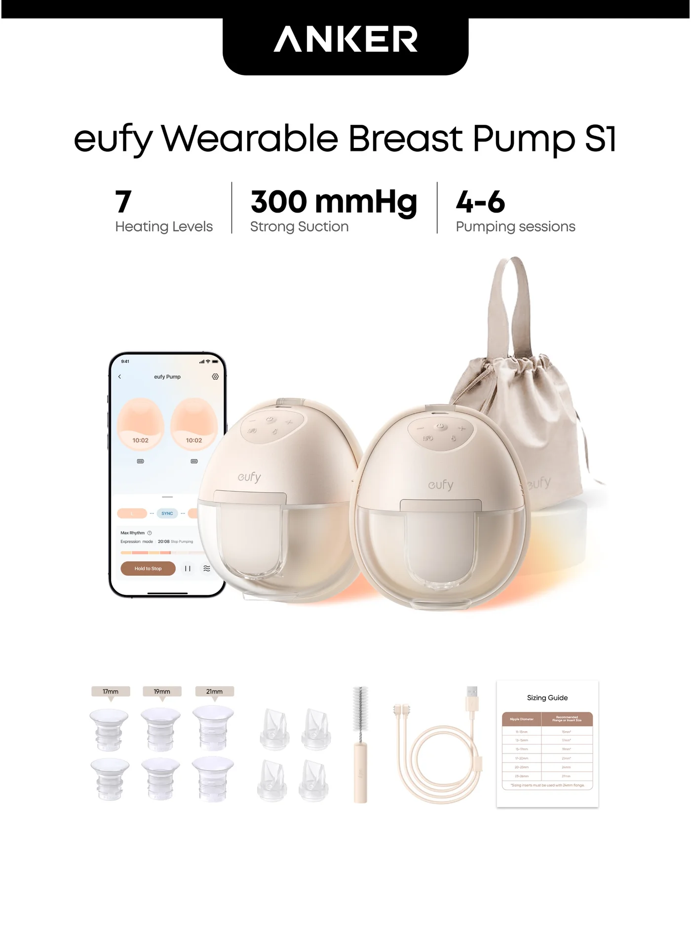 Premium Wearable Electric Breast Pump Hands-Free Smart Heating Technology Portable Design for Nursing Mothers (1 Unit) oi75r