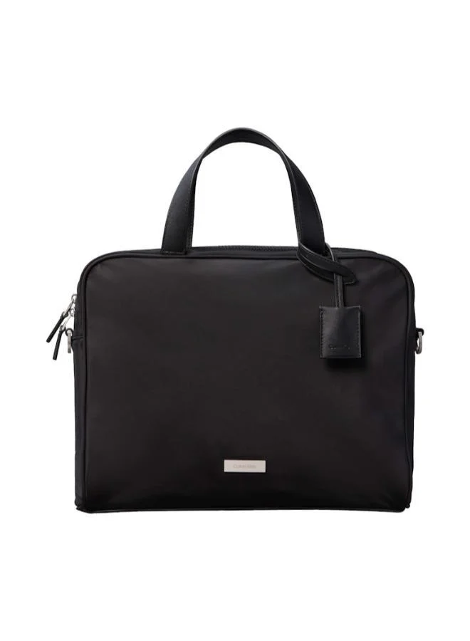 Premium Nylon Laptop Bag Lightweight Water-Resistant Professional Carrying Case for Business and Travel (Black, 15-inch) w4ack