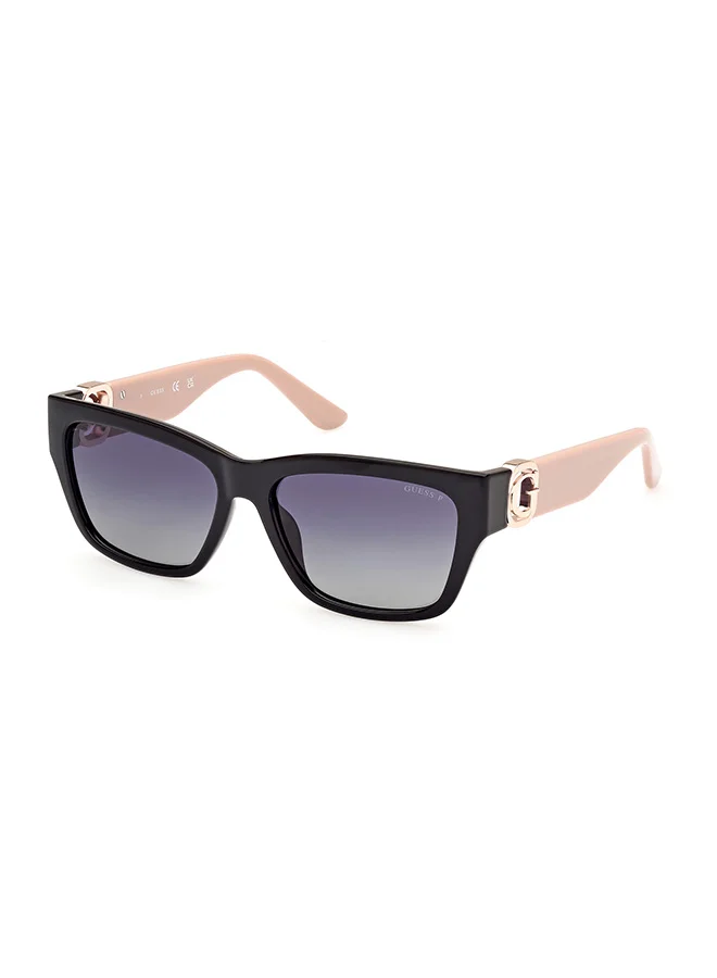 Premium Polarized Rectangular Sunglasses for Women UV Protection Lightweight Fashion Eyewear (Black, 56 mm) 5vsjk