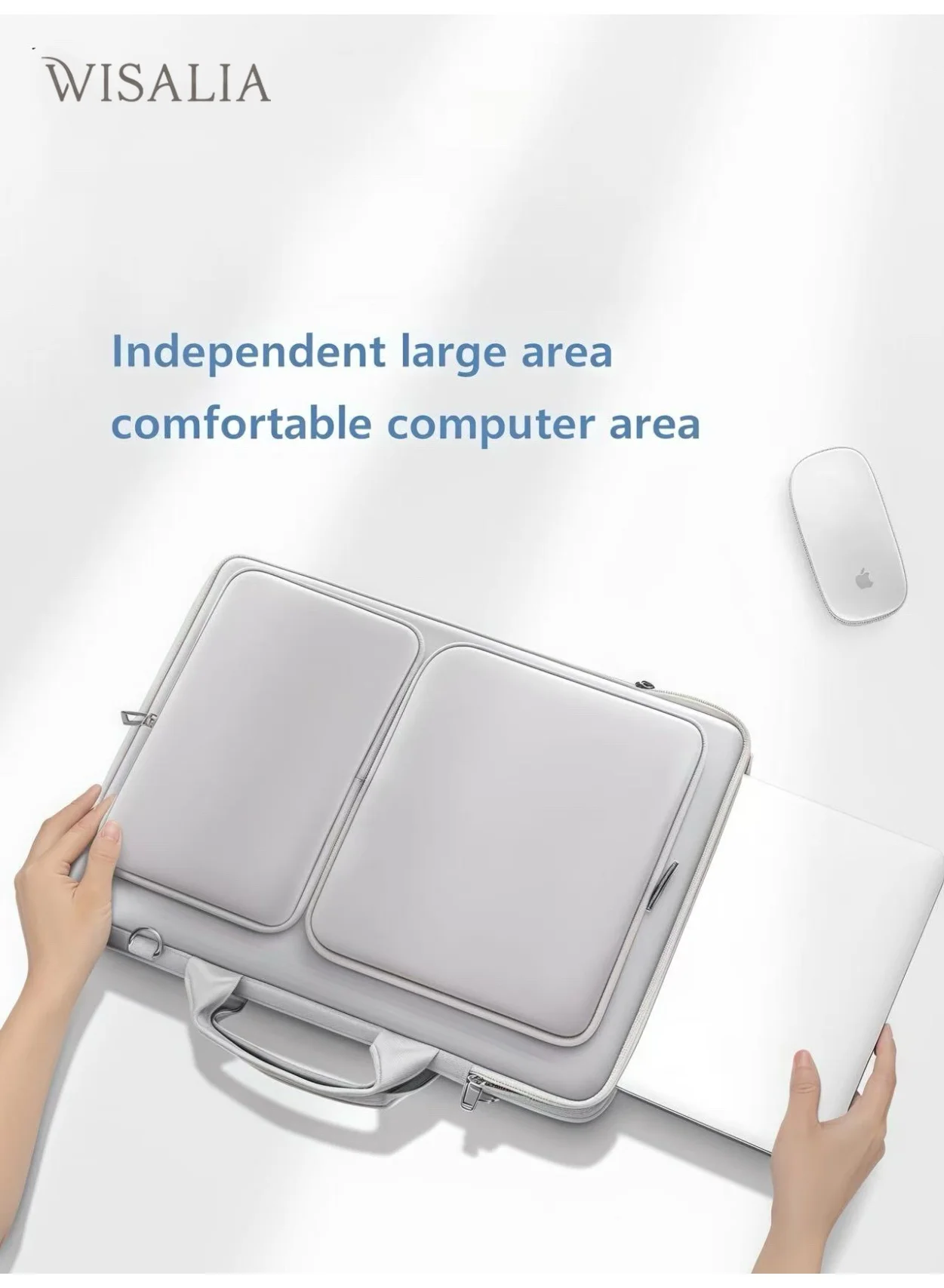 Wisalia Laptop Bag 14 Inch Waterproof Briefcase Lightweight Business Handbag for Men and Women (Gray, 35 cm) aiu6u