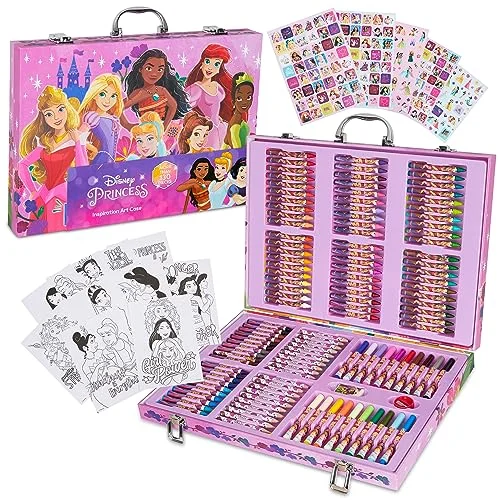 Premium Cartoon Character Art Drawing Kit for Kids Comprehensive Stationery Set with Colored Pencils Markers and Coloring Sheets (Multi-Color, 50-Piece Set) fwv34