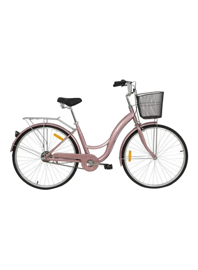 MOGOO Road Bike 26-Inch Single Speed Bicycle with Basket and Carrier (Rose Gold, 26-Inch) j1o3q
