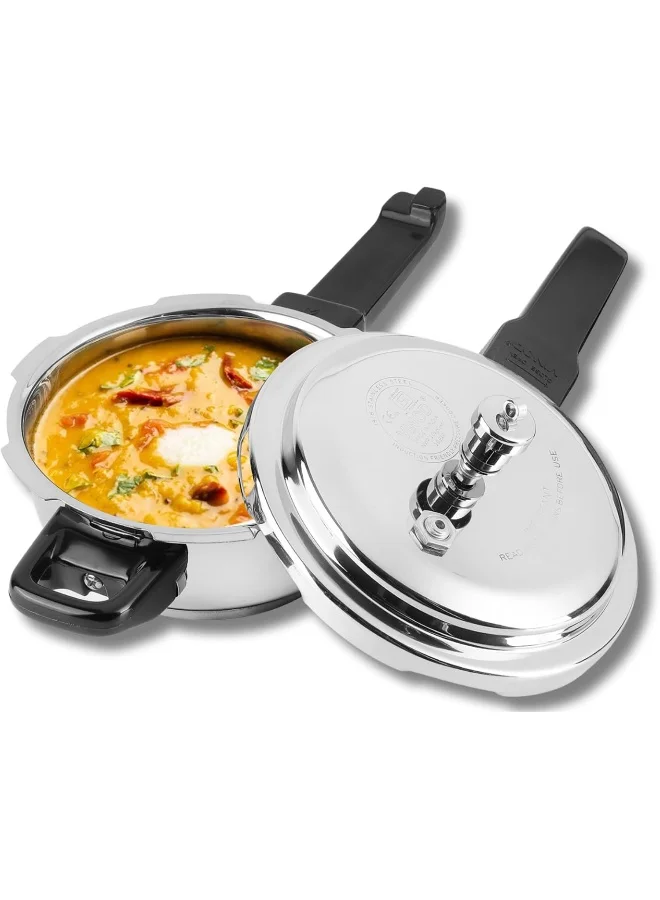 VINOD Stainless Steel Deep Pan Pressure Cooker (4.5 L, Silver) - Dual-Use Induction & Gas Compatible Pot 7j4tb