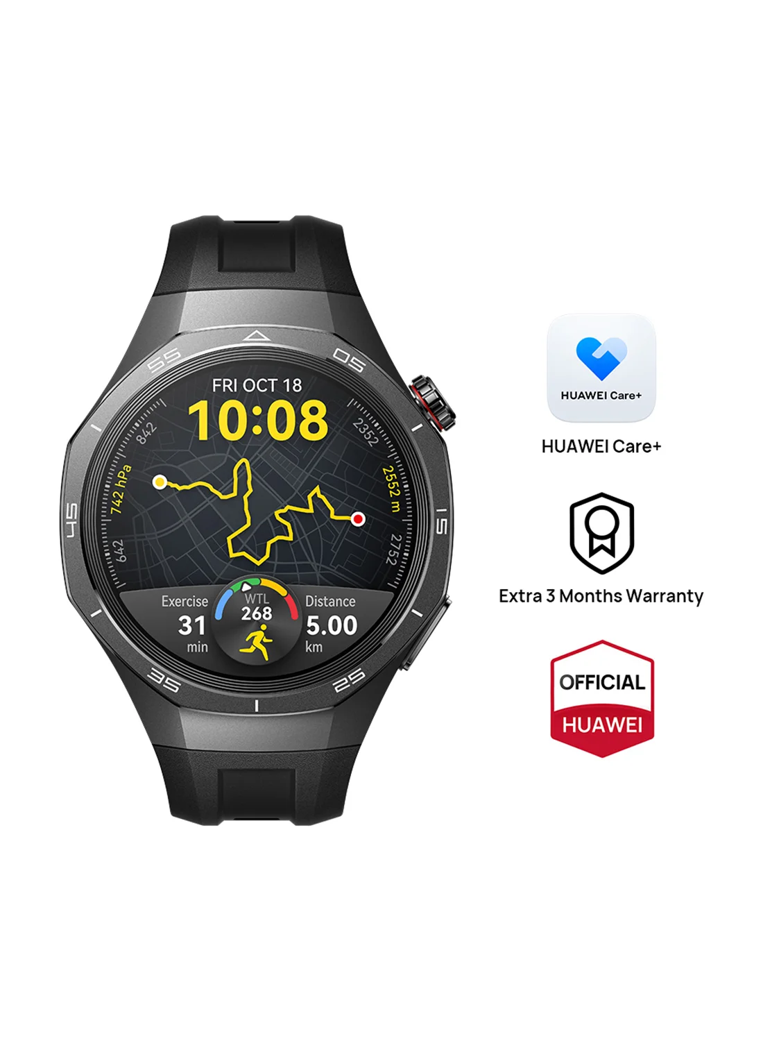 Smart GT 5 Pro Smartwatch Sharp-Edged Design Premium Fitness Tracker with Health Monitoring (Black, 46 mm) lgxva