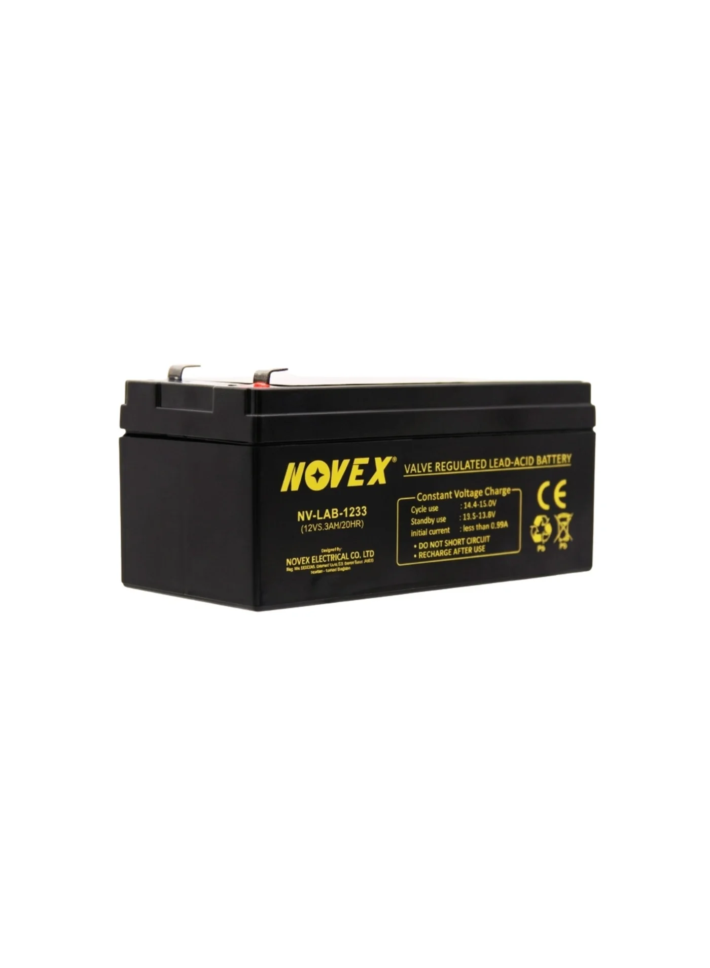 Novex 12V 3.3Ah Sealed Lead Acid Battery Maintenance-Free Rechargeable Power Supply for UPS and Emergency Systems (12V 3.3Ah) qnwck